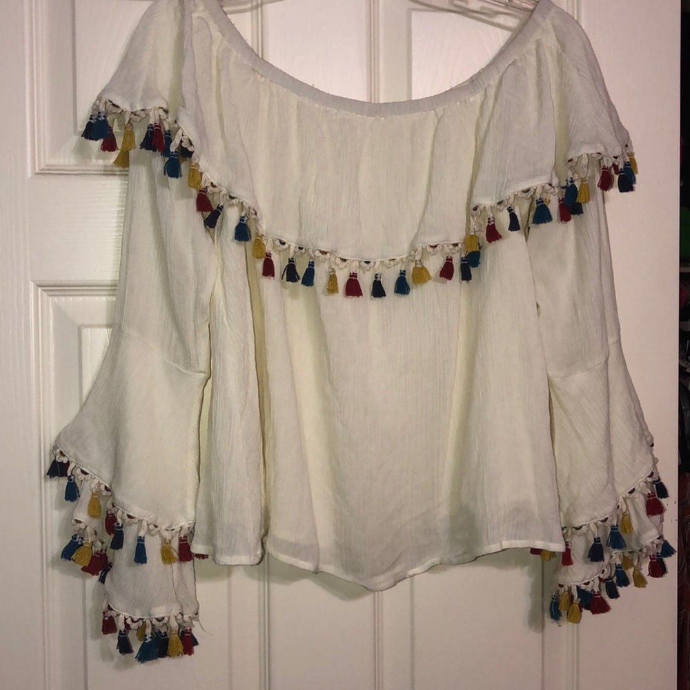 Off the shoulder tassel top Altar’d State